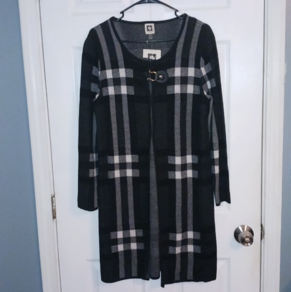 Anne Klein NWT Black and Gray Cardigan Size M